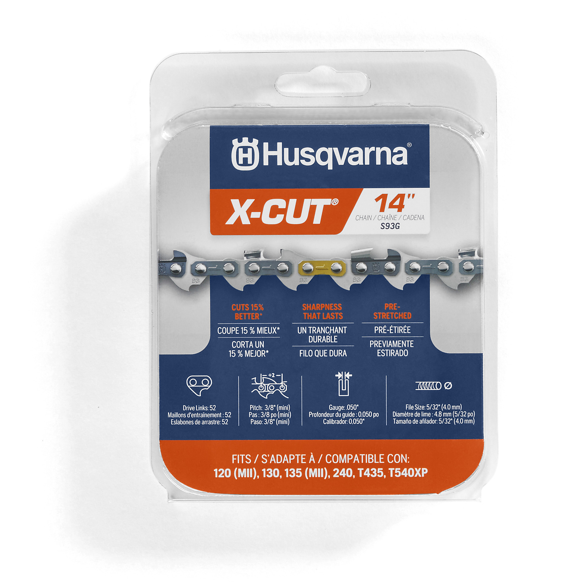 Husqvarna 14" X-Cut Chain Semi-chisel, 3/8" mini pitch, .050 gauge (CS)
